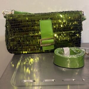 Green Sequin cross body Bag